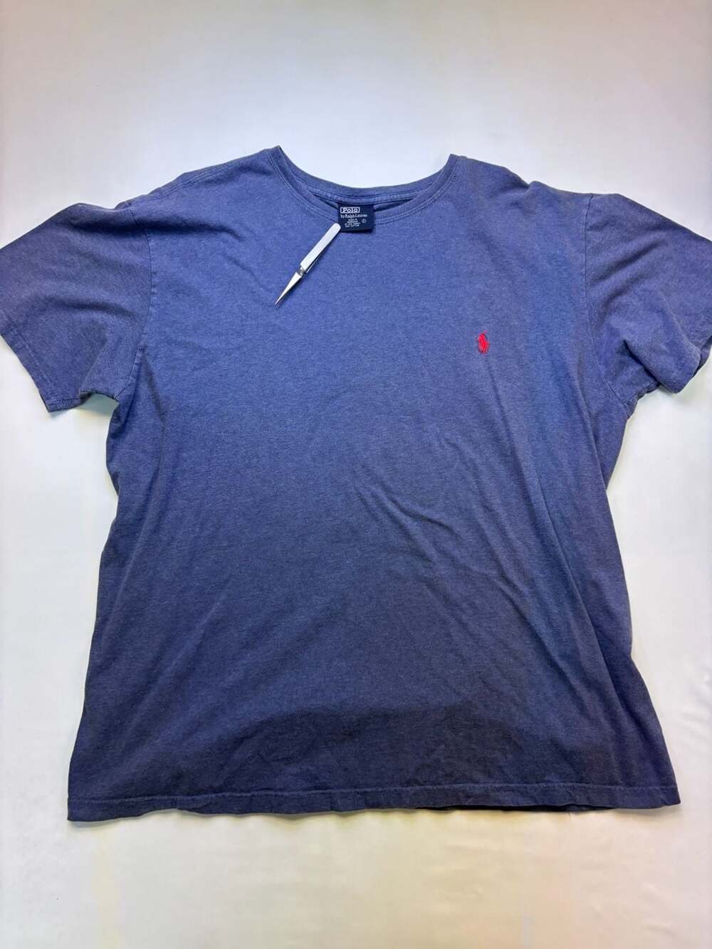Polo Ralph Lauren Men's Blue Jersey Crewneck T-Shirt with Red Pony Logo